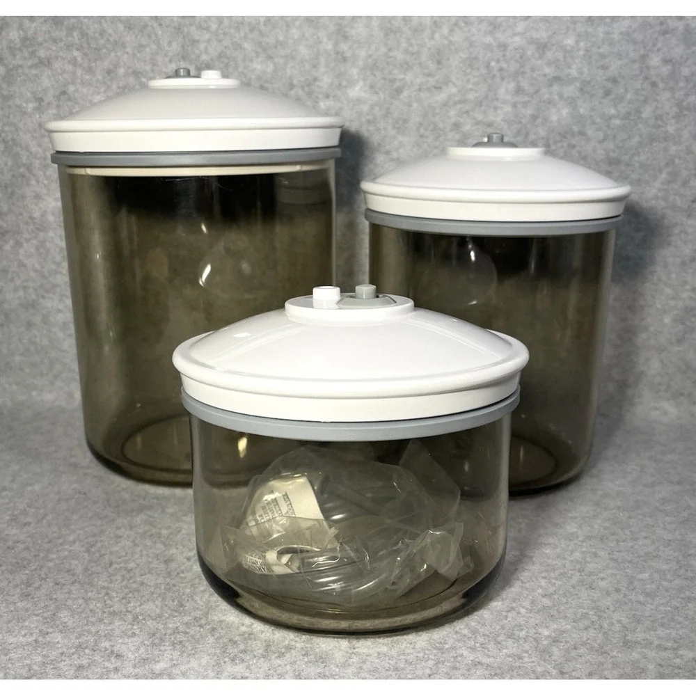 FoodSaver Vacuum Sealer Snail Canister Storage Containers 25 50 80 oz Lot‎ of 3